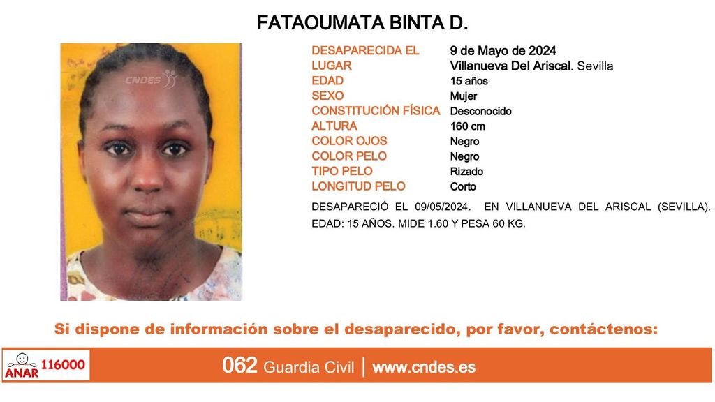 Fataoumata Binta D., desaparecida en Villanueva del Ariscal (Sevilla)