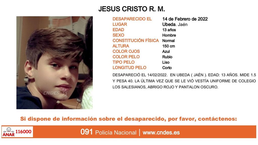 Jesús Cristo R. M., desaparecido en Úbeda (Jaén)