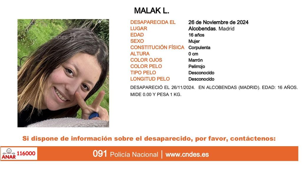 Malak L., desaparecida en Alcobendas (Madrid)