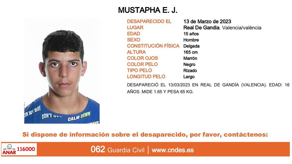 Mustapha E. J., desaparecido en Real de Gandía (Valencia)