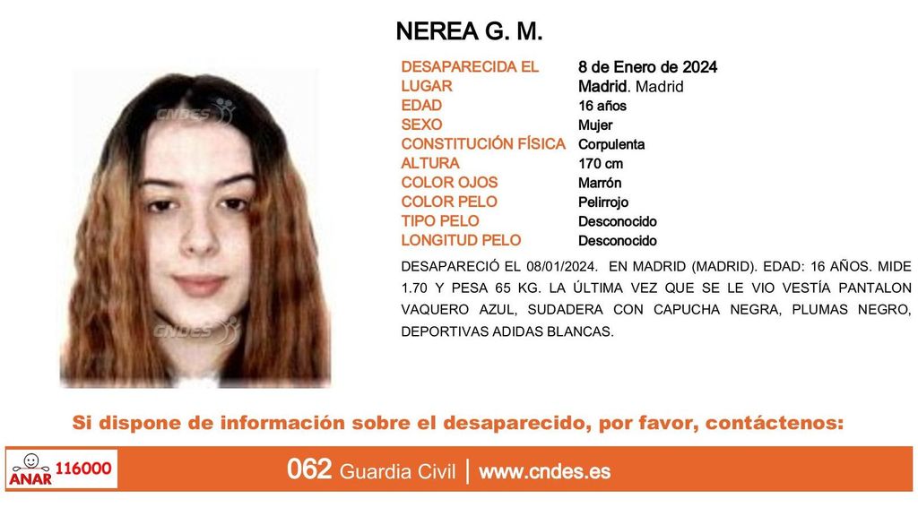 Nerea G. M., desaparecida en Madrid