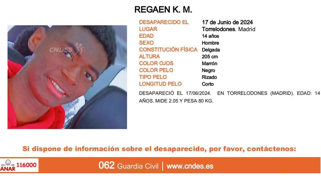 Regaen K. M., desaparecido en Torrelodones (Madrid)