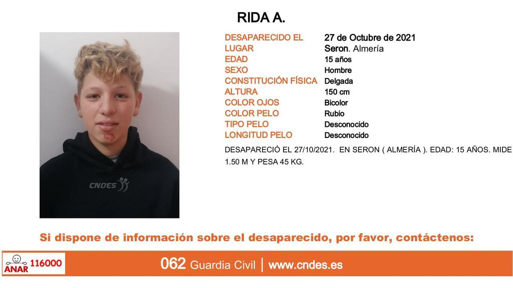 Rida A., desaparecido en Serón (Almería)