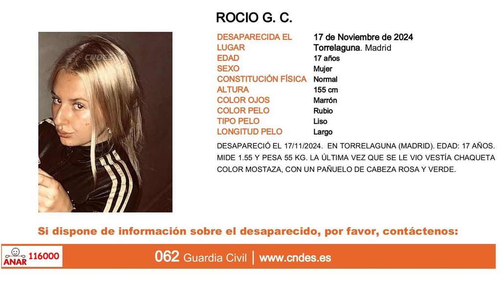 Rocio G. C., desaparecida en Torrelaguna (Madrid)