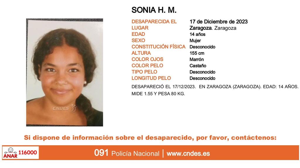 Sonia H. M., desaparecida en Zaragoza