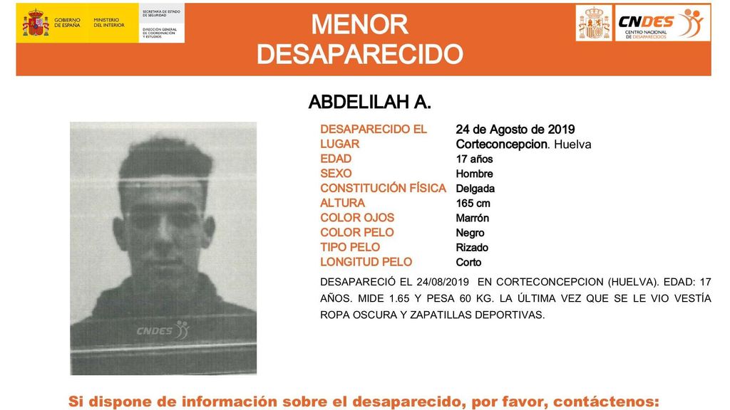 Abdelilah A., desaparecido en Corteconcepción (Huelva)