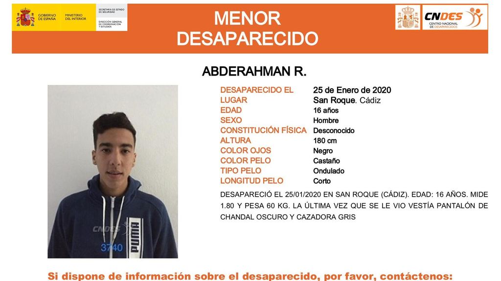 Abderahman R., desaparecido en San Roque (Cádiz)