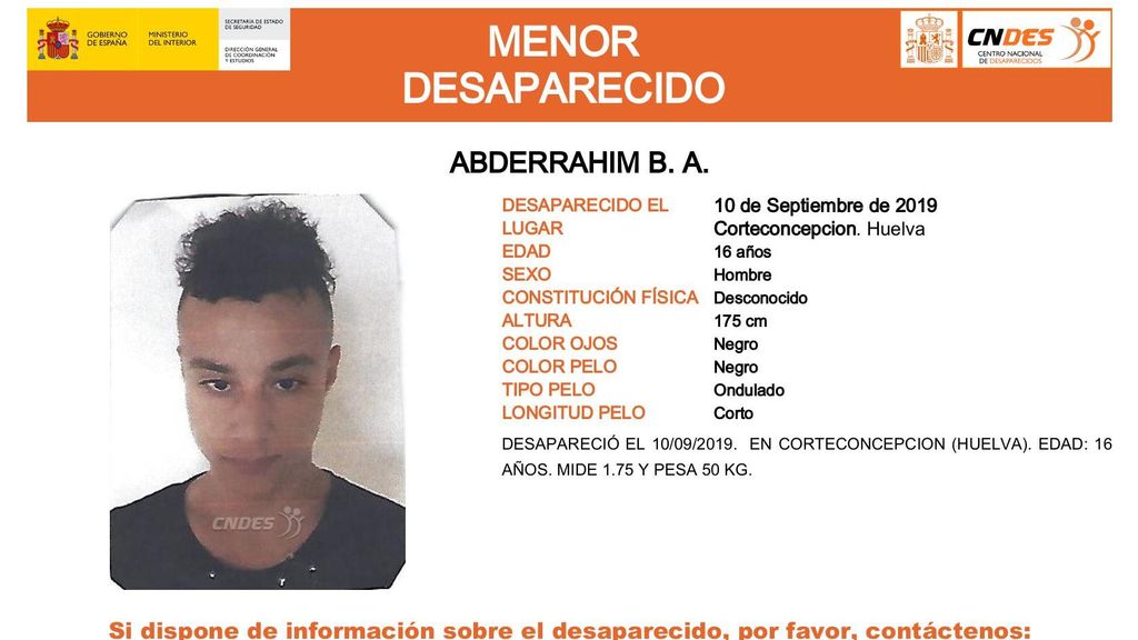 Abderrahim B.A., desaparecido en Corteconcepción (Huelva)