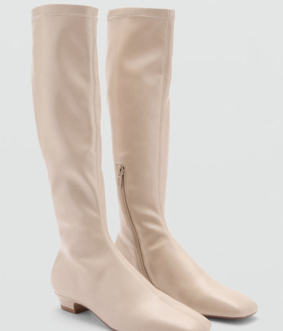 Botas beige altas con media cremallera