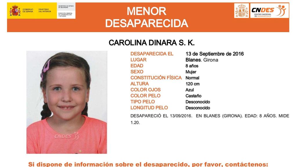 Carolina Dinara S.K., desaparecida en Blanes (Girona)