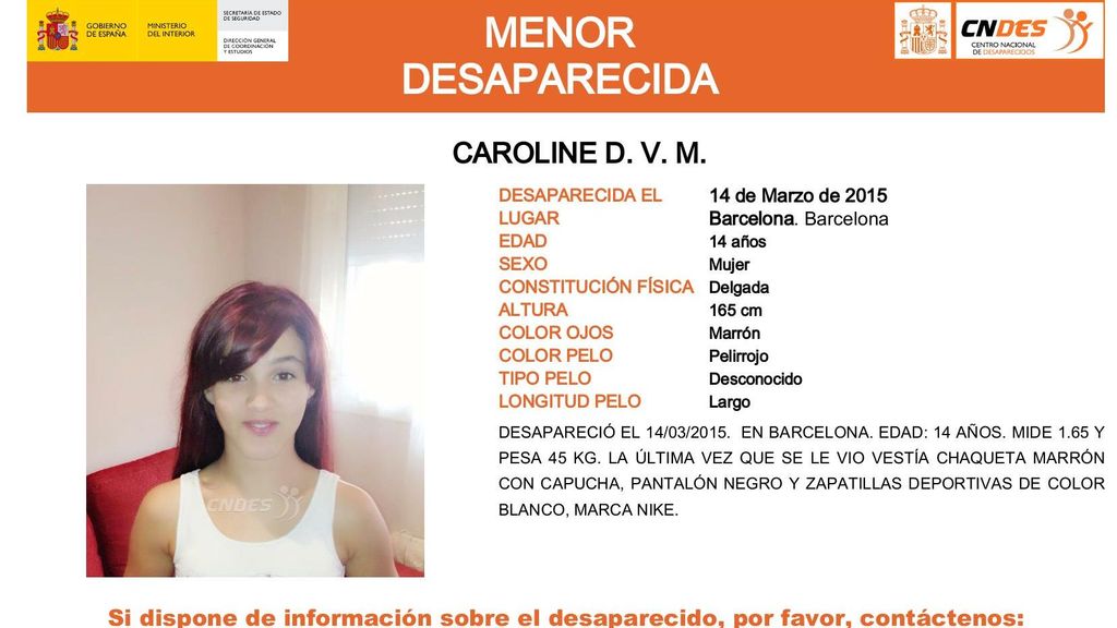 Caroline D.V.M., desaparecida en Barcelona