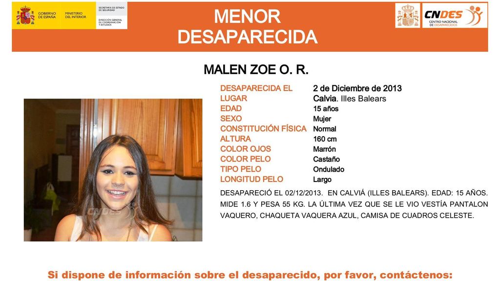 Malen Zoe O.R., desaparecida en Calvia (Islas Baleares)