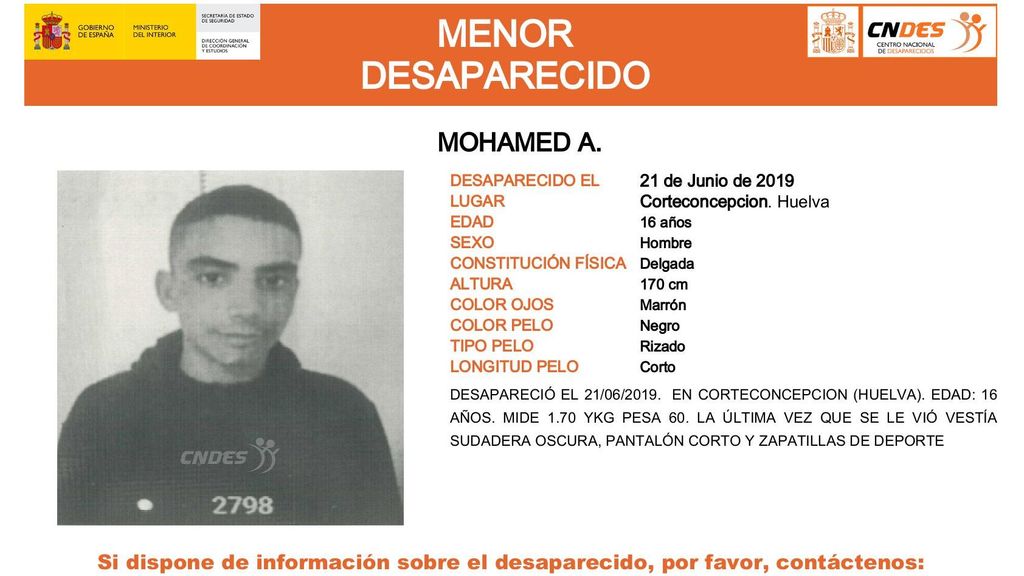 Mohamed A., desaparecido en Corteconcepción (Huelva)