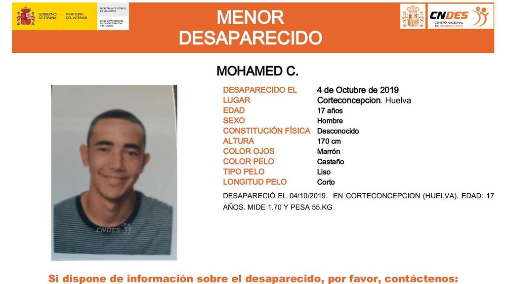 Mohamed C., desaparecido en Corteconcepción (Huelva)