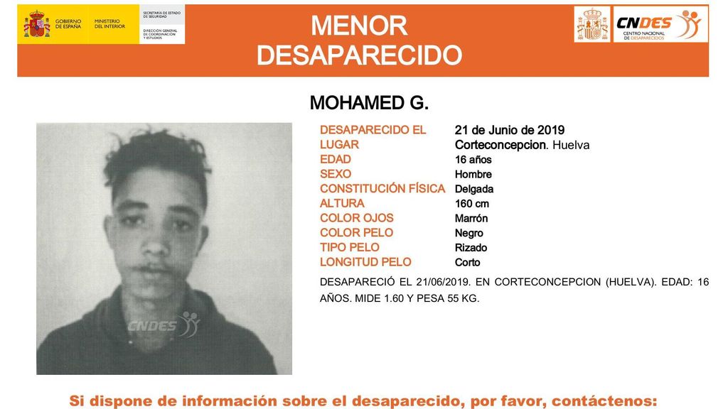 Mohamed G., desaparecido en Corteconcepción (Huelva)