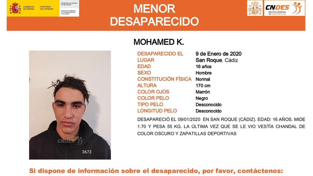 Mohamed K., desaparecido en San Roque (Cádiz)