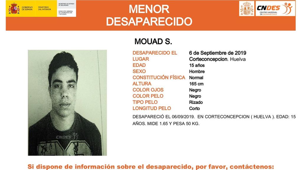 Mouad S., desaparecido en Corteconcepción (Huelva)