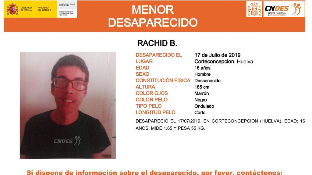 Rachid B., desaparecido en Corteconcepción (Huelva)