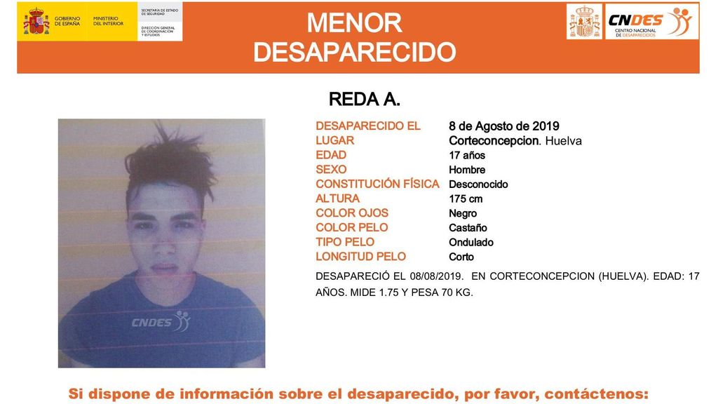 Reda A., desaparecido en Corteconcepción (Huelva)