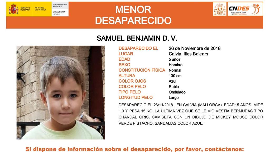 Samuel Benjamin D.V., desaparecido en Calvia (Mallorca)