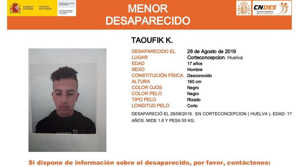 Taoufik K., desaparecido en Corteconcepción (Huelva)