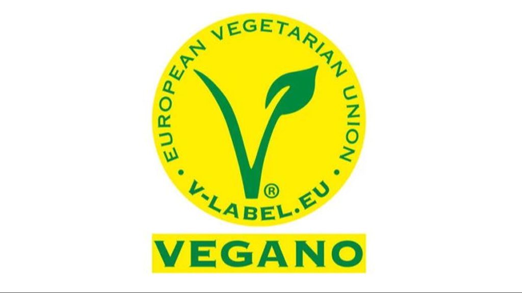 Logo que certifica que un vino es vegano