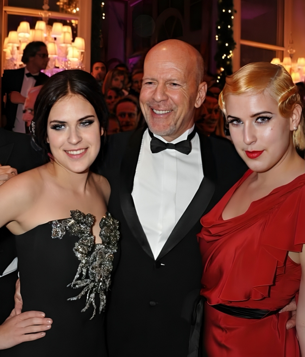 Bruce Willis y sus hijas en Le Bal.