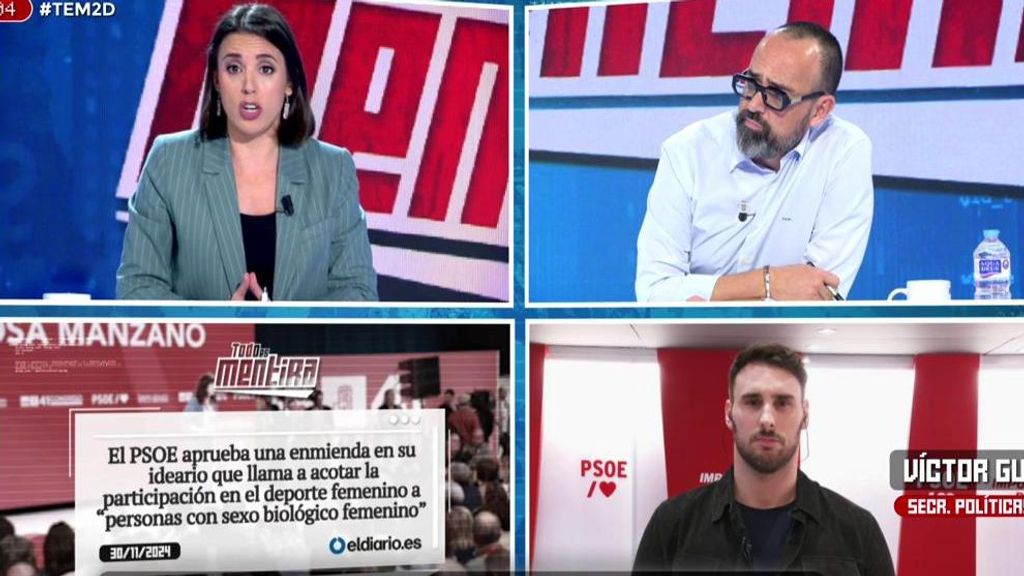 Irene Montero carga contra el PSOE en 'TEM' por excluir a las personas trans de los deportes femeninos