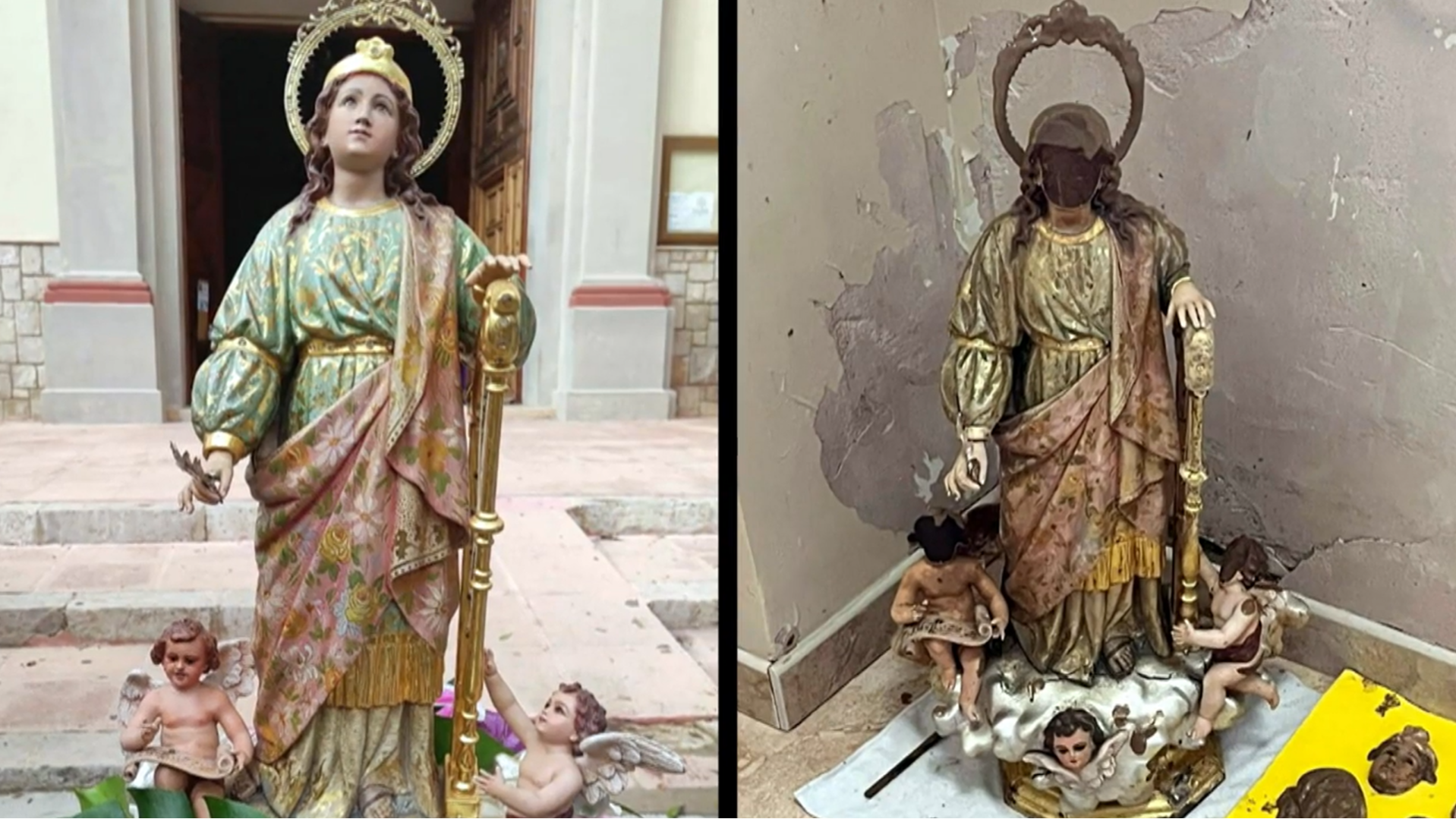 La talla de Santa Cecilia, que sobrevivió a la guerra civil, dañada tras la DANA: requerirá trabajos de reconstrucción
