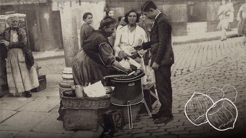 Castañera a princpios del siglpo XXI, en las calles de Madrid