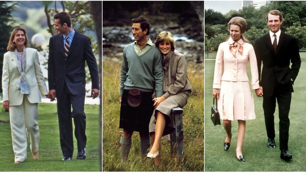 La infanta Cristina e Iñaki Urdangarin, Carlos III y Diana de Gales, y la princesa Ana y Mark Phillips, en un fotomontaje de la web de Infomativos Telecinco.