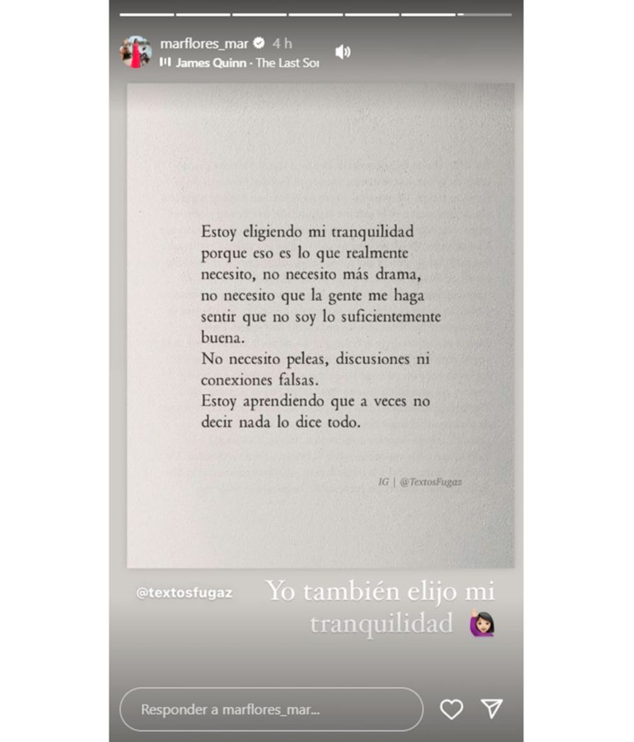 Mar Flores comparte una profunda reflexión con la que podría estar respondiendo a Carlo Costanzia