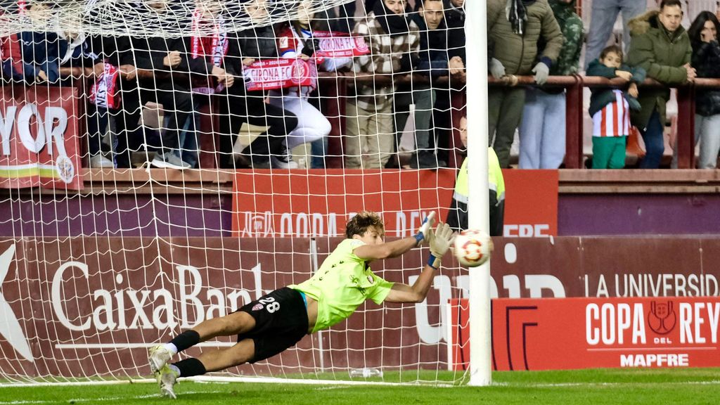 Pol Arnau, héroe del Logroñés en la tanda de penaltis frente al Girona en la segunda ronda de la Copa del Rey