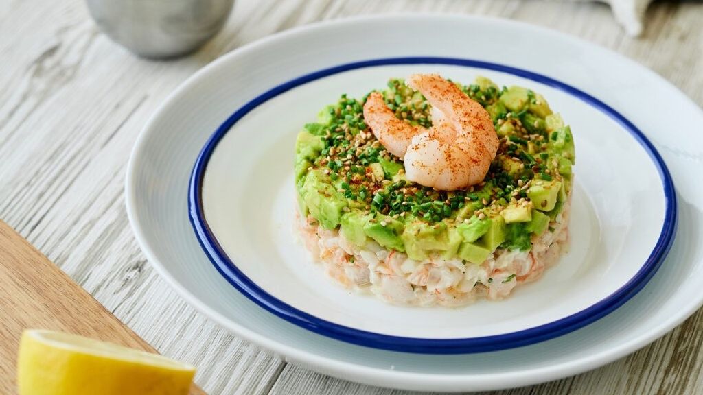 Tartar langostinos y agucates. Pescanova