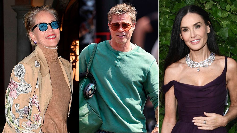 Sharon Stone, Brad Pitt y Demi Moore Sharon Stone, Brad Pitt y Demi Moore