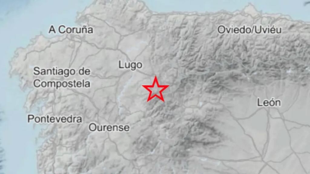 Mapa del epicentro del temblor en Galicia