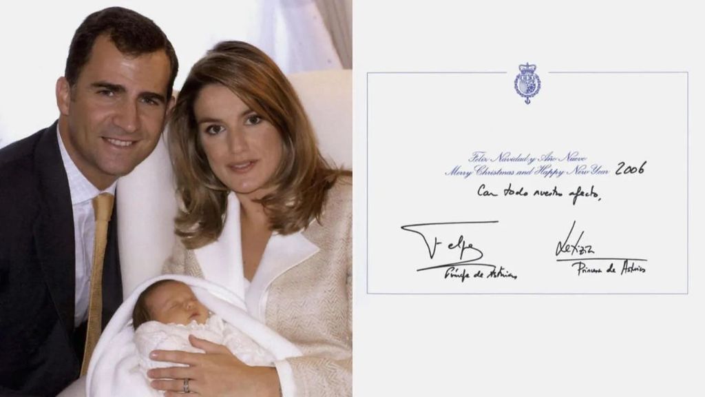 Felipe y Letizia y Leonor en la felicitación de 2005.