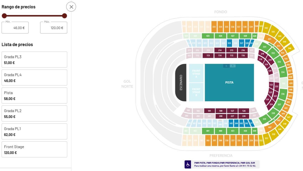 Captura depantalla de la página de venta de entradas