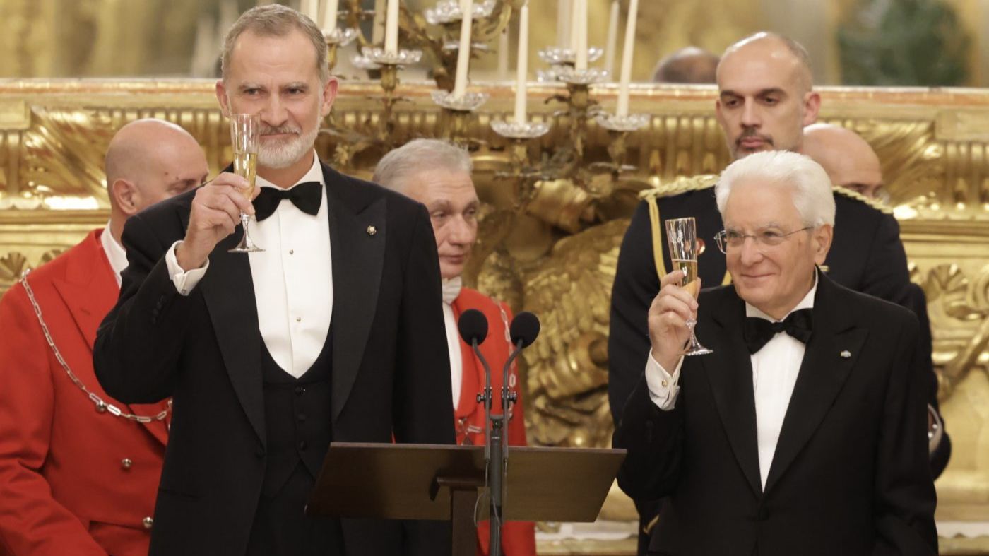 El rey Felipe y el presidente italiano durante la cena de gala.