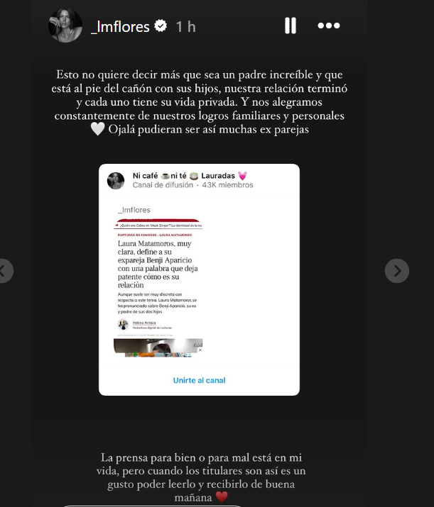 Laura Matamoros, sobre su relación con Benji