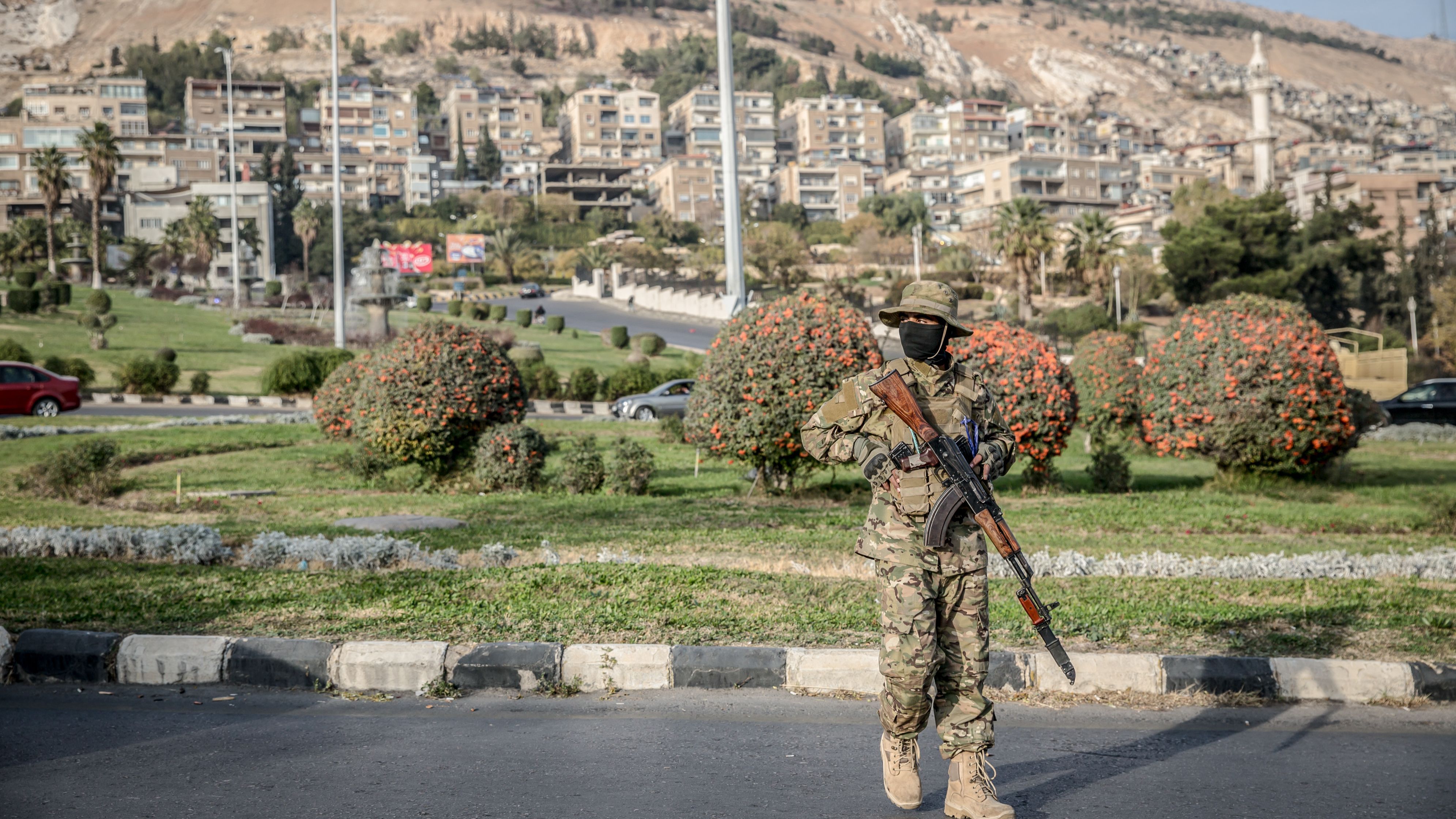 Un soldado armado en Damasco, Siria