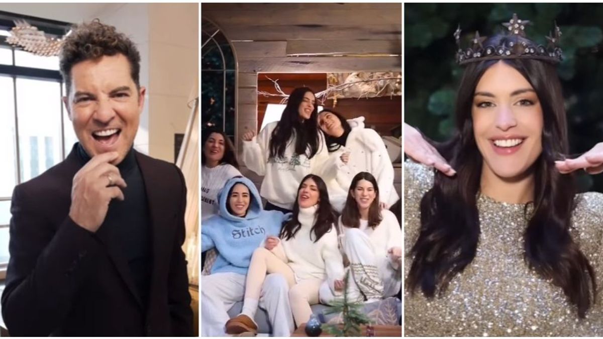 David Bisbal y Dulceida junto a sus amigas en el videclip, en un fotomontaje de la web de Informativos Telecinco.