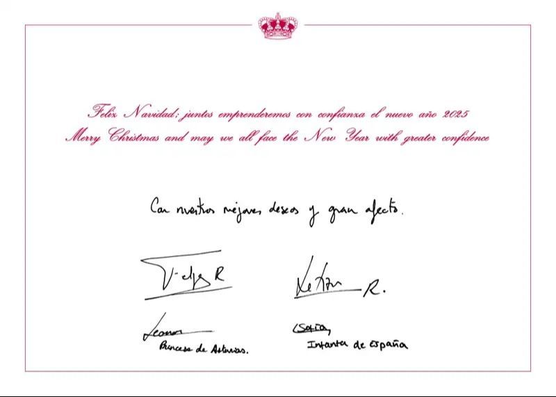 El texto de la felicitación navideña de los reyes y sus hijas