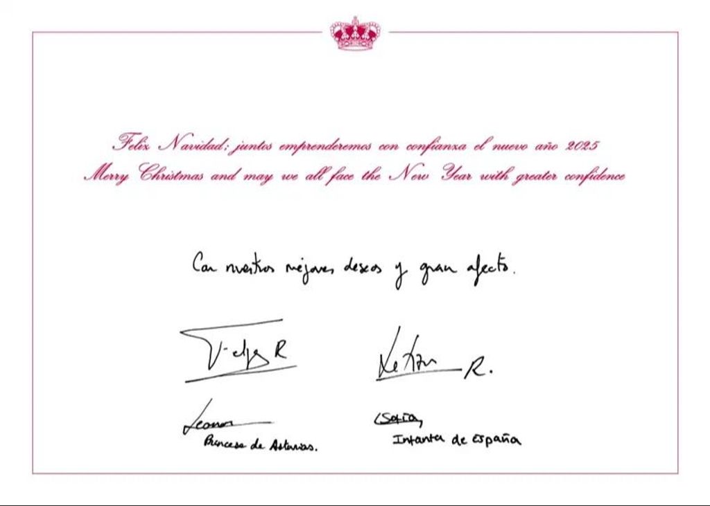 El texto de la felicitación navideña de los reyes y sus hijas