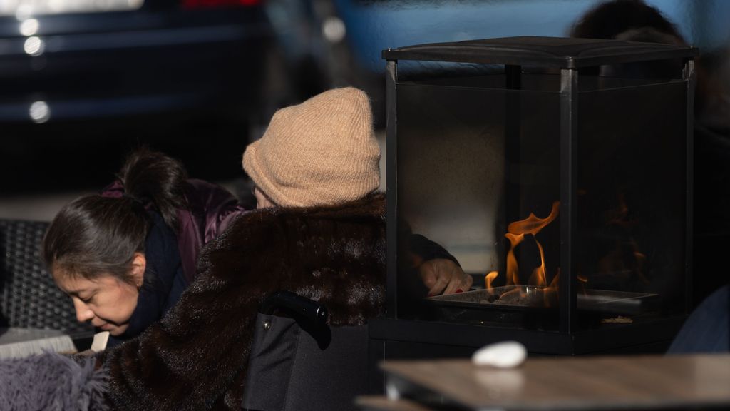 Estufa de gas en una terraza de Madrid