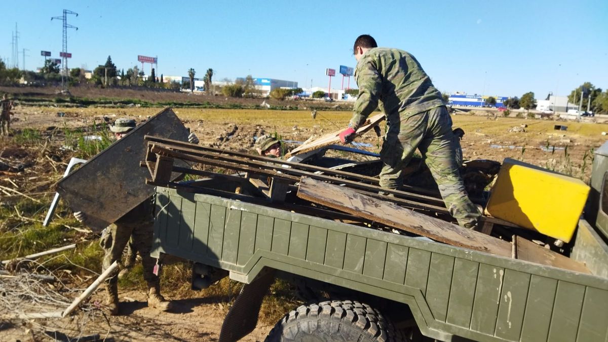 Militares trabajando este viernes en la Albufera