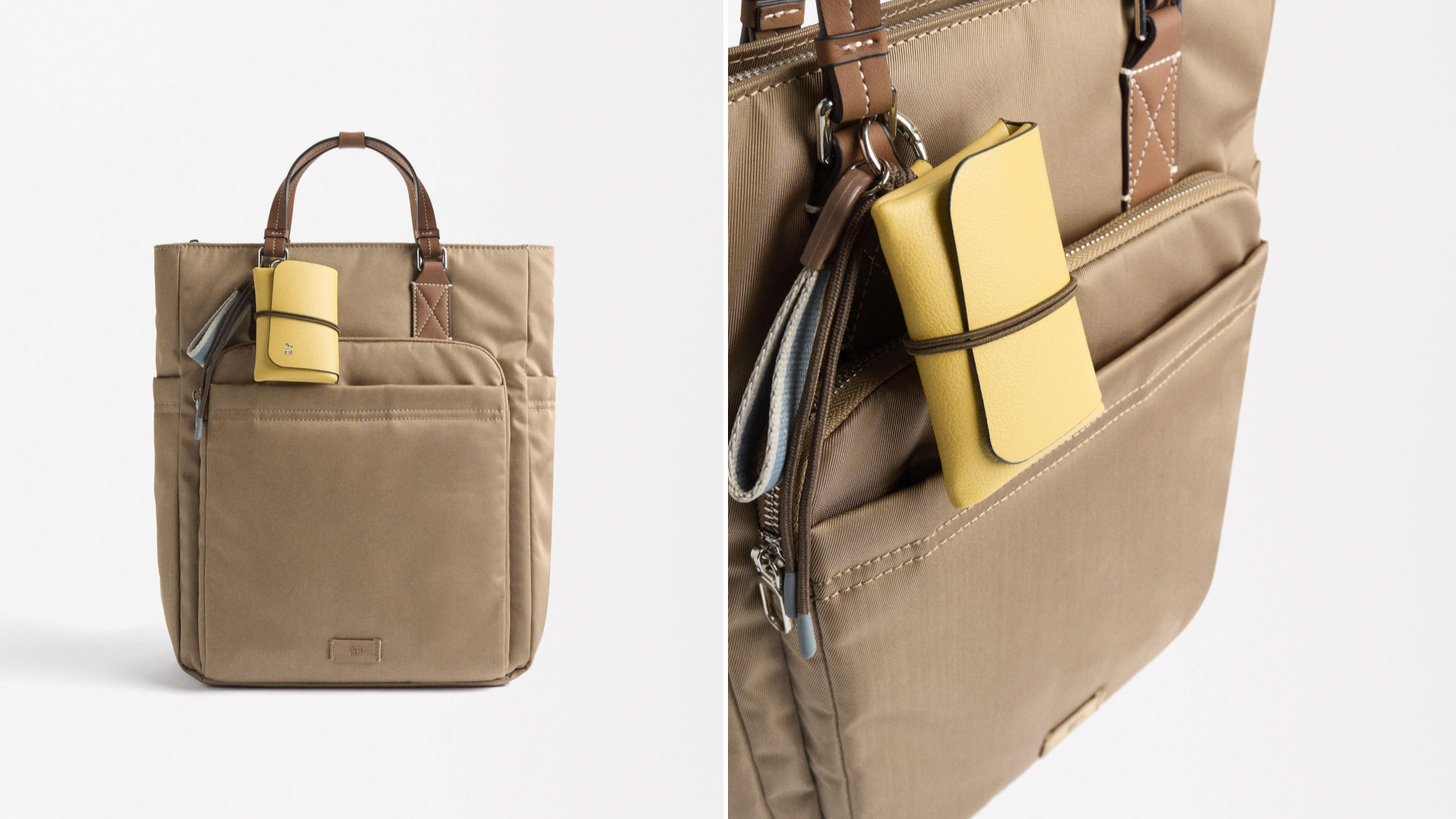 Mochila-bolso con detalles en imitación piel