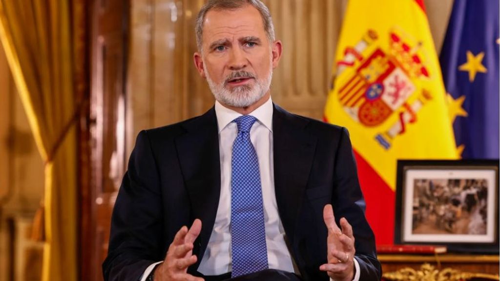 El rey Felipe VI durante su discurso de Navidad en el Palacio Real