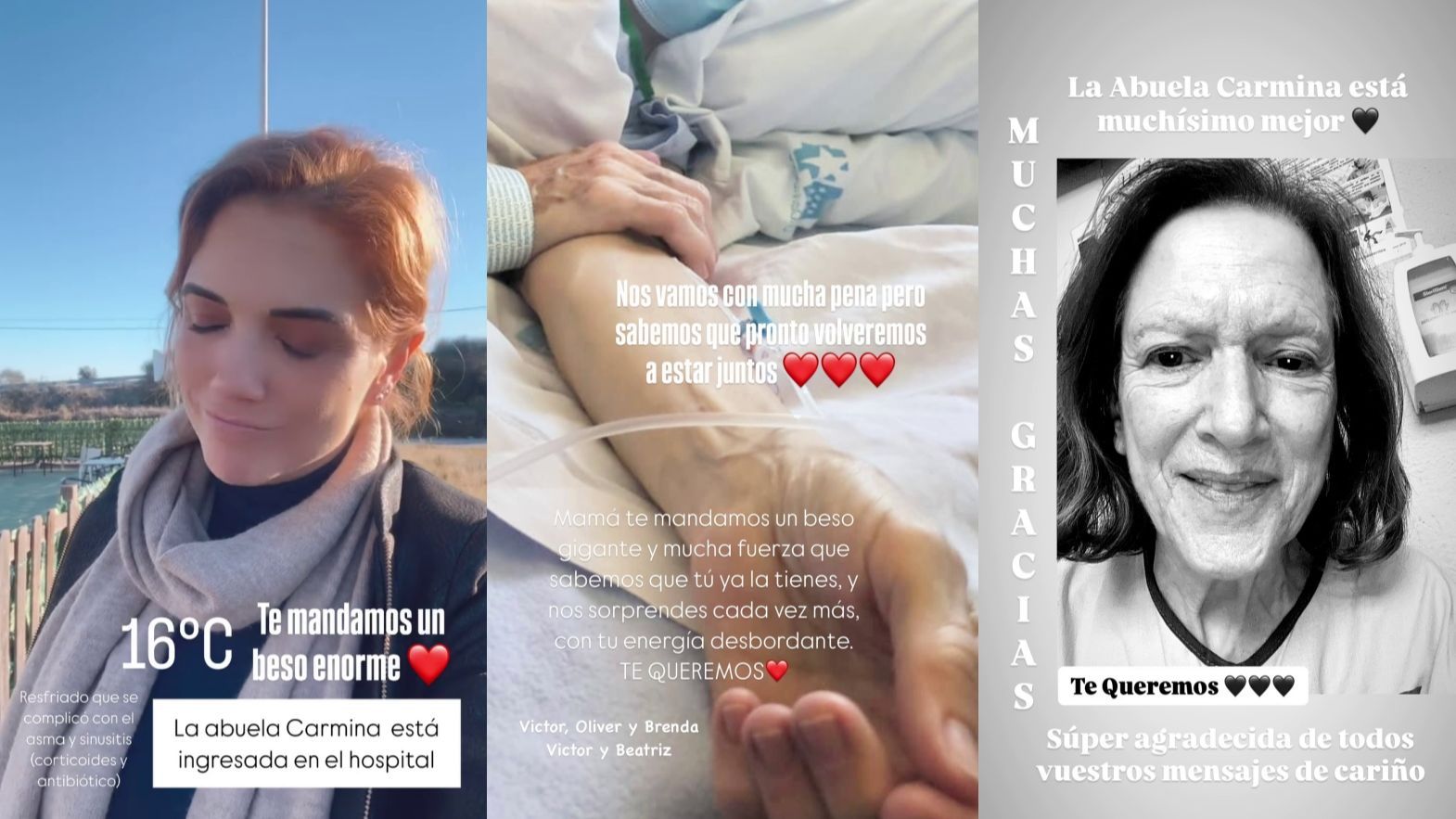 Beatriz Trapote comunica la hospitalización de la abuela Carmina