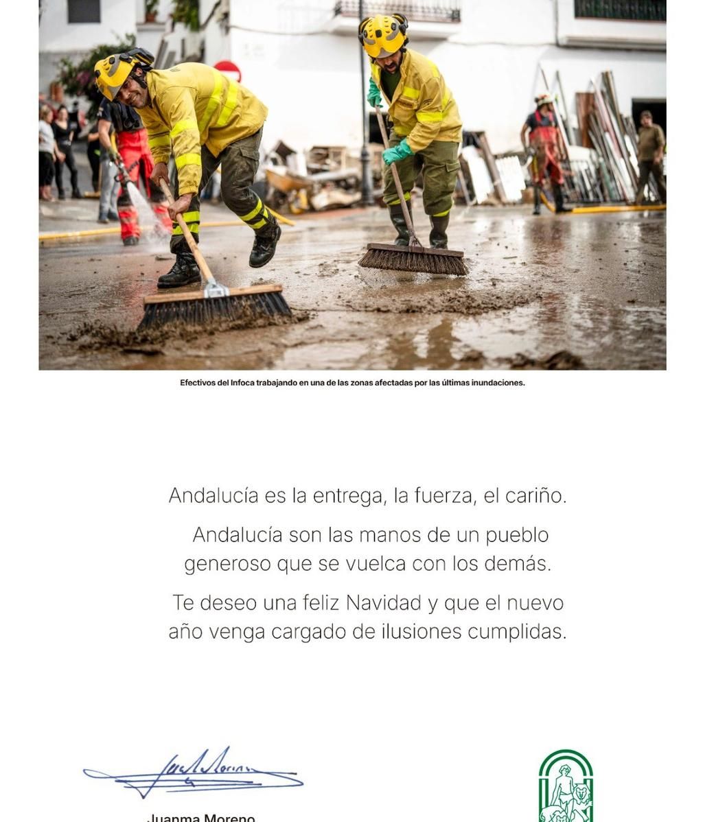 Felicitación de Navidad del presidente de la Junta de Andalucía, Juanma Moreno